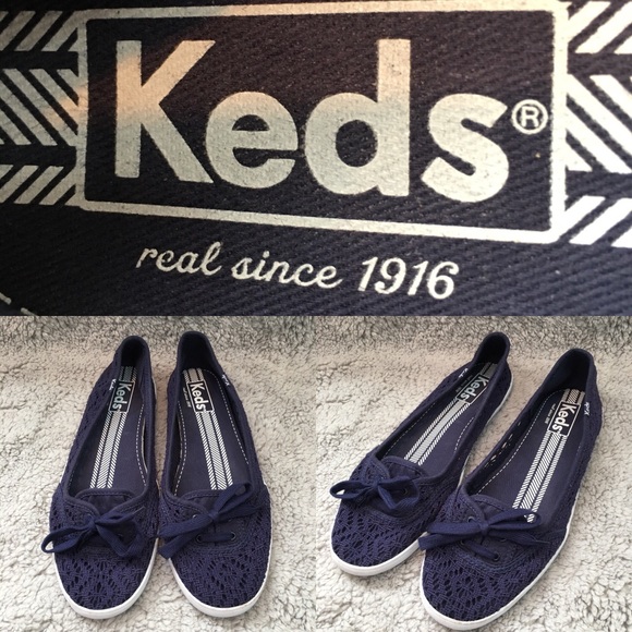 SOLD 10 KEDS Slide On Crochet Navy Blues Sneakers - Picture 8 of 8